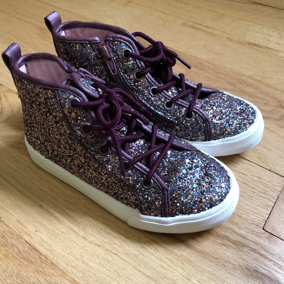 purple glitter high tops